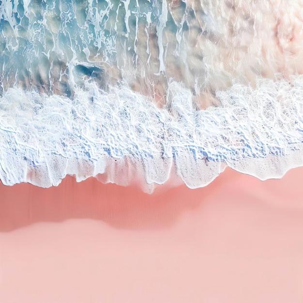 Vista aérea de la hermosa playa de arena blanca tropical con espuma de olas y IA generativa transparente