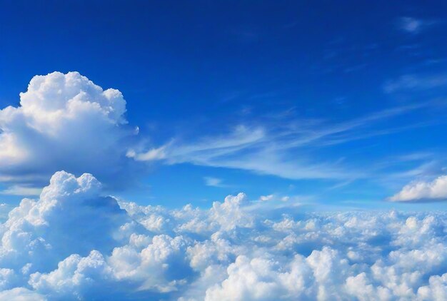 Vista aérea de hermosas nubes en un cielo azul