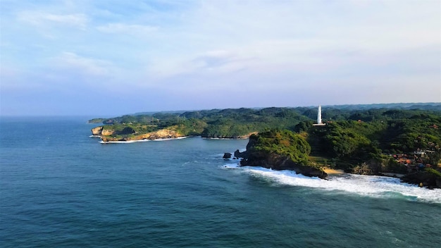 Vista aérea, hermoso panorama de playa para el fondo