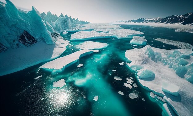 vista aérea del hielo de montaña