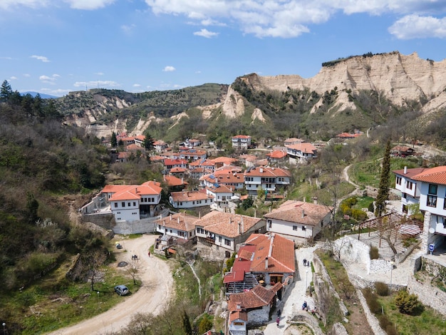 Vista aérea de la histórica ciudad de Melnik, Bulgaria