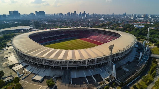 Foto vista aérea del increíble estadio de fútbol ai generativa