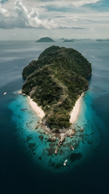 Foto vista aérea de la isla de koh nangyuan en surat thani, tailandia