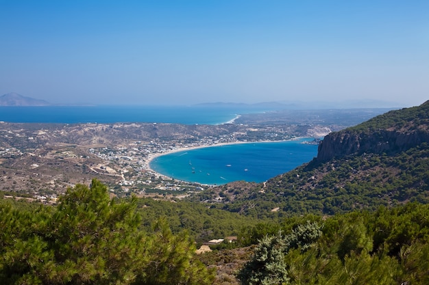 Foto vista aérea de la isla de kos, grecia