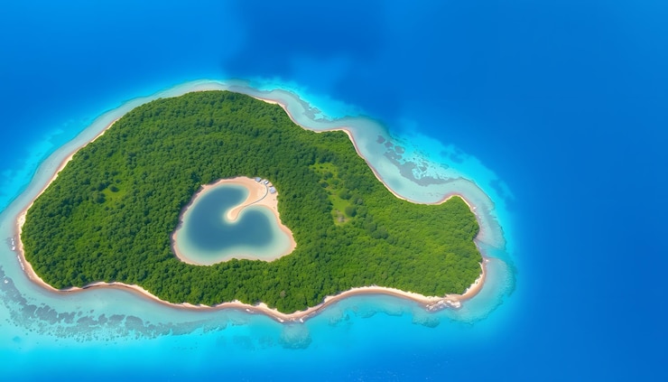 Foto vista aérea de isla rancheria, parte de la isla de coiba en panamá, mostrando sus serenas aguas azules