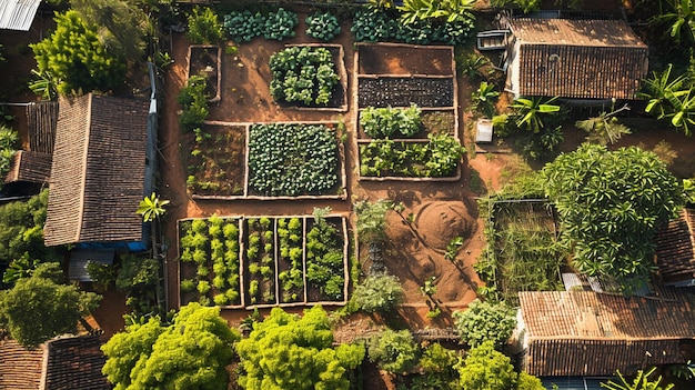 Una vista aérea de un jardín comunitario