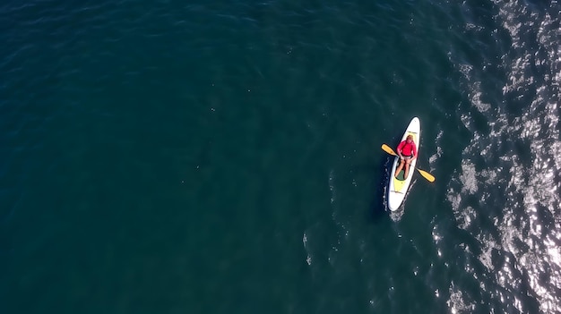 Vista aérea de kayak en el lago