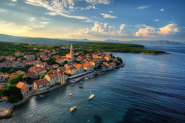 Foto vista aérea de kova croacia desde el aire con estilo