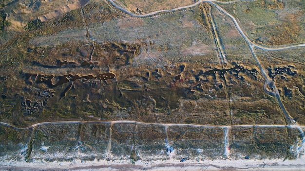 Vista aérea del lago natron del cráter del Ngorongoro Tanzania África