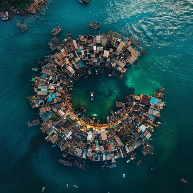 Foto vista aérea de lei yue mun en hong kong