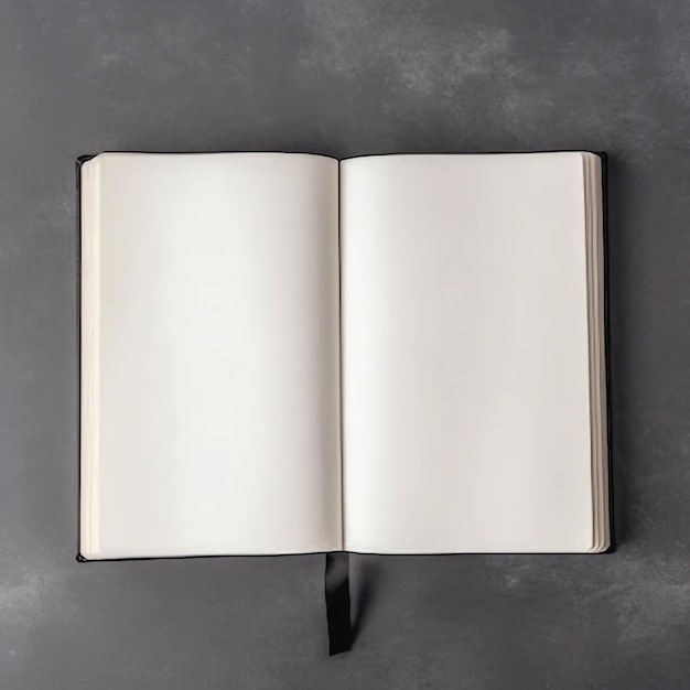 Foto vista aérea de un libro abierto con páginas blancas vacías composición de cuaderno para revistas de catálogo