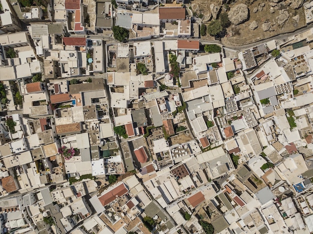 Vista aérea de Lindos, isla de Rodas, Grecia