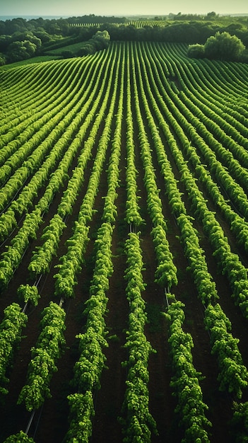 Vista aérea lista para la cosecha del viñedo con hileras cuidadosamente dispuestas Fondo de pantalla móvil vertical