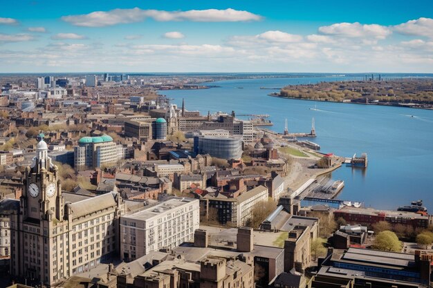 Foto vista aérea de liverpool desde un punto de vista del reino unido