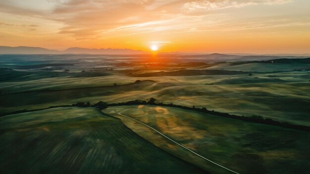 Vista aérea de las llanuras y campos