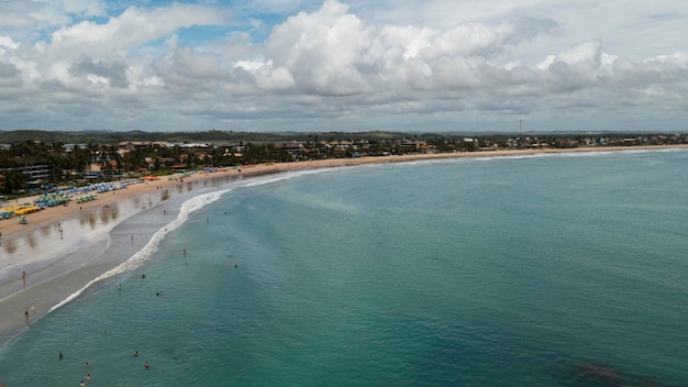 Vista aérea del mar y la playa en Porto de Galinhas