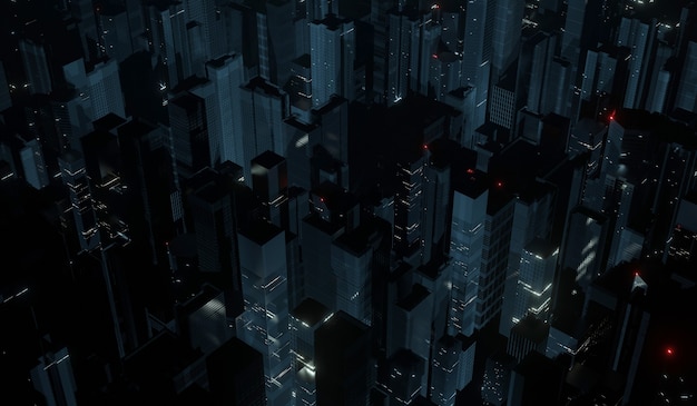 Vista aérea de la mega ciudad de noche