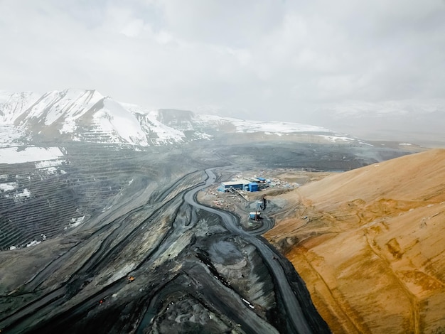 Vista aérea de la mina de oro de Kumtor