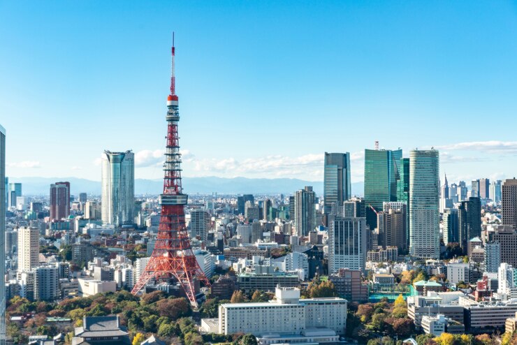Vista aérea moderna del paisaje urbano de Tokio