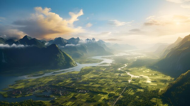 Foto vista aérea de la montaña