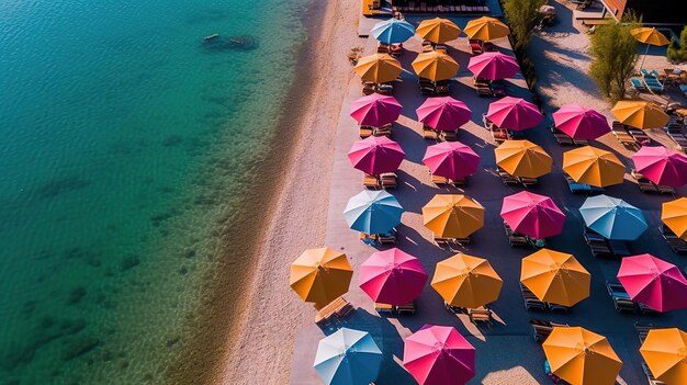 Vista aérea de multitud de personas en la playa Generativo ai