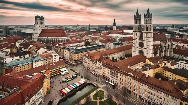 Vista aérea de Múnich, Alemania