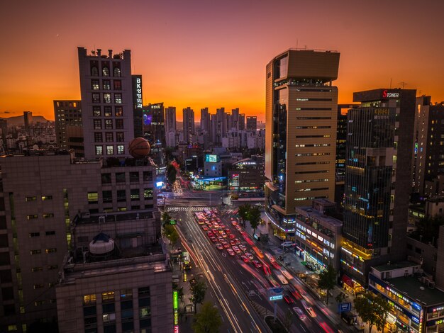 Vista aérea na rua de Seul