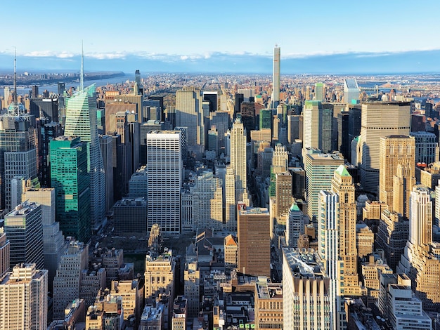 Vista aérea no centro de Manhattan, Nova York, EUA.