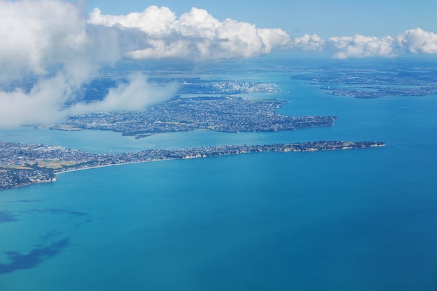 Vista aérea de Nueva Zelanda.