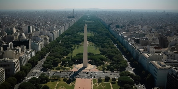 Foto vista aérea del obelisco de buenos aires en argetina