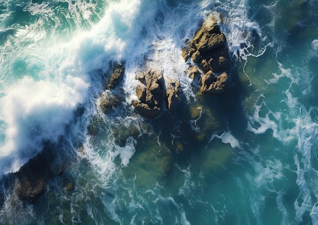 vista aérea de las olas del mar