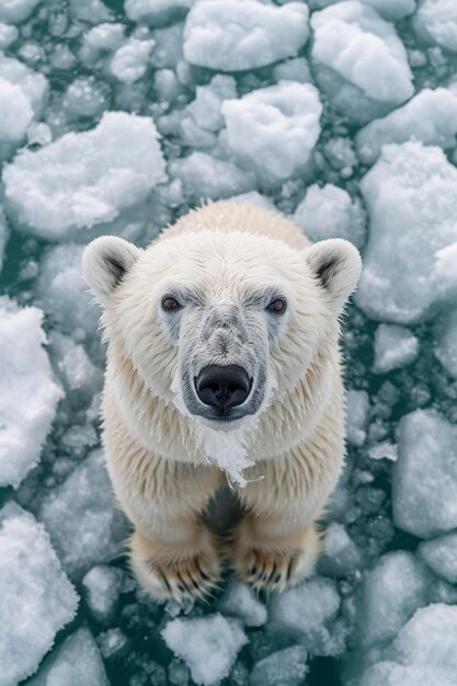 Vista aérea de un oso polar