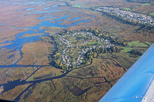 Foto vista aérea del paisaje agrícola