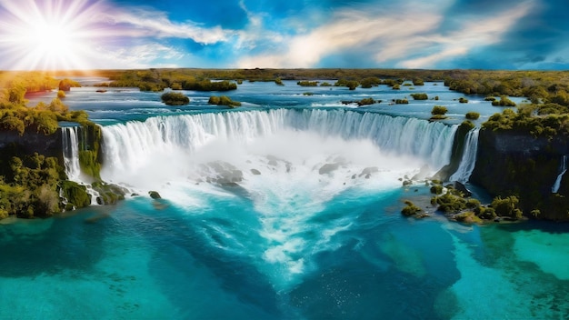 Vista aérea del paisaje de la cascada