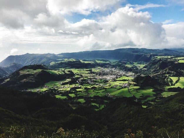 Foto vista aérea del paisaje contra el cielo