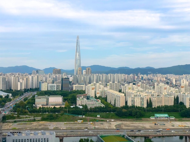 Vista aérea del paisaje urbano de Seúl Corea del Sur