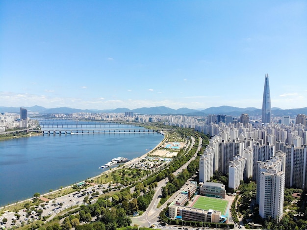Vista aérea del paisaje urbano de Seúl Corea del Sur