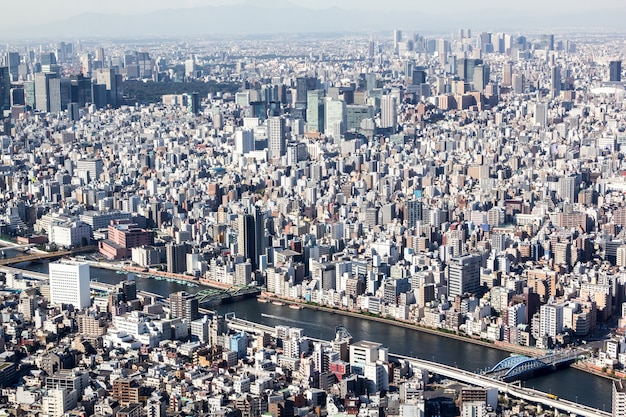 Vista aérea del paisaje urbano de Tokio Japón