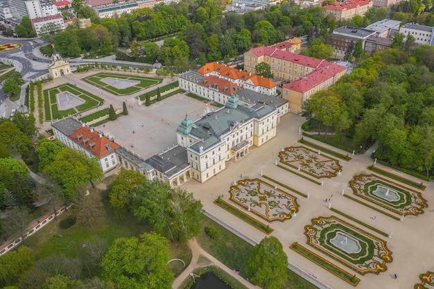 Vista aérea del Palacio Branicki en Bialystok, Polonia