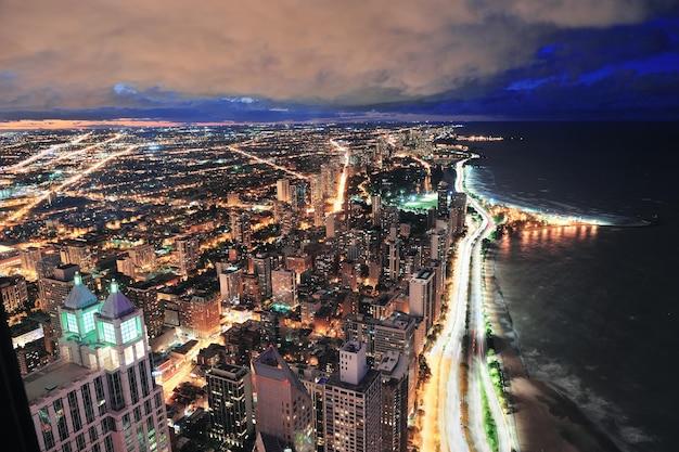 Vista aérea panorâmica do horizonte de Chicago