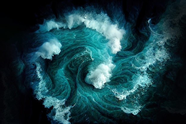 Vista aérea para as ondas do mar Generative Ai