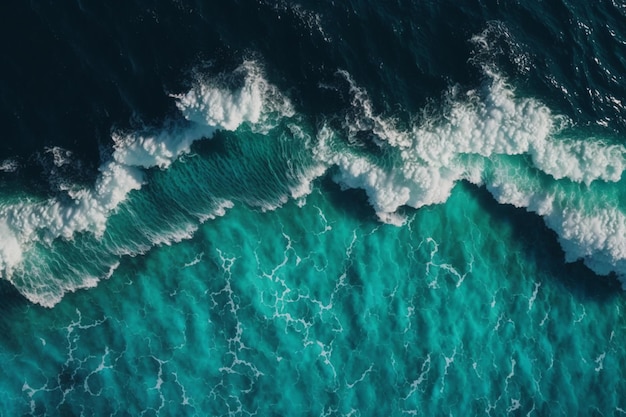 Vista aérea para ondas no oceano Fundo de água azul Ai Gerado Trabalho de arte