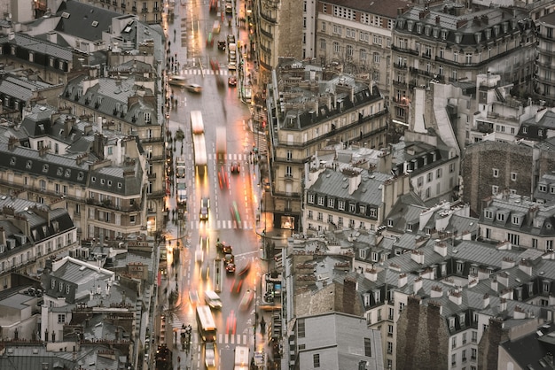 Foto vista aérea de parís en la zona del casco antiguo de francia