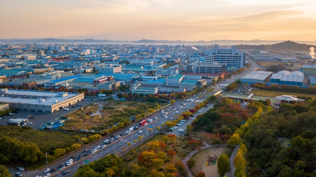 Vista aérea del parque industrial incheon