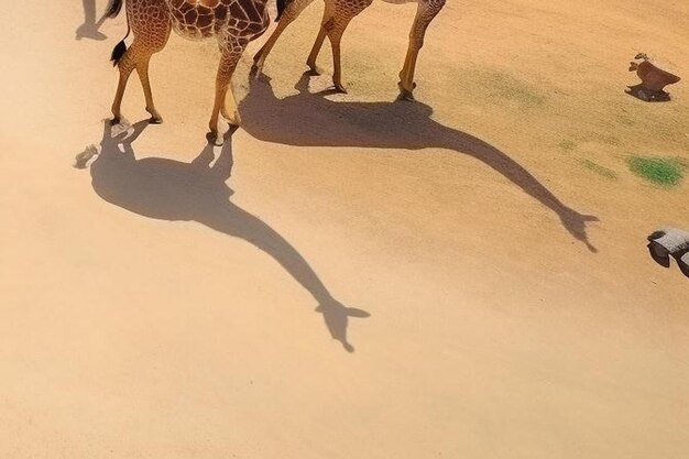 vista aérea del parque safari con jirafa alimentándose desde los coches