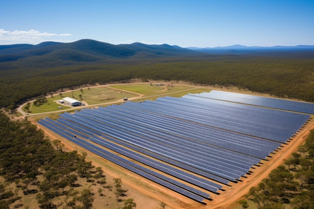 Foto vista aérea de los parques solares y eólicos de gullen en australia