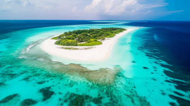 Una vista aérea de una pequeña isla en las maldivas