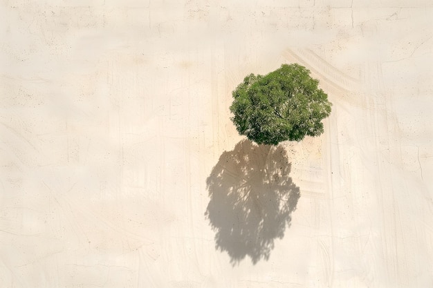 vista aérea de un pequeño árbol solitario con sombra separada Día de la Tierra o cambio climático y medio ambiente