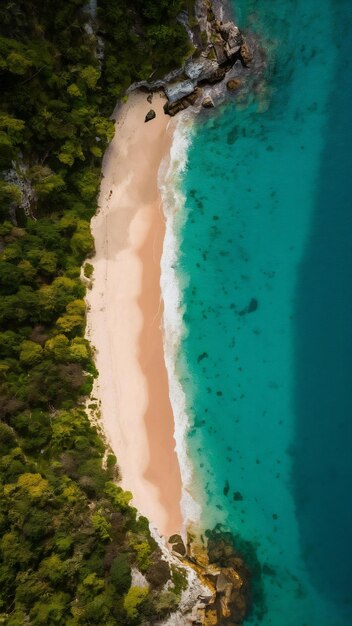 Vista aérea de la playa y el mar