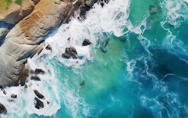 Una vista aérea de una playa y el océano